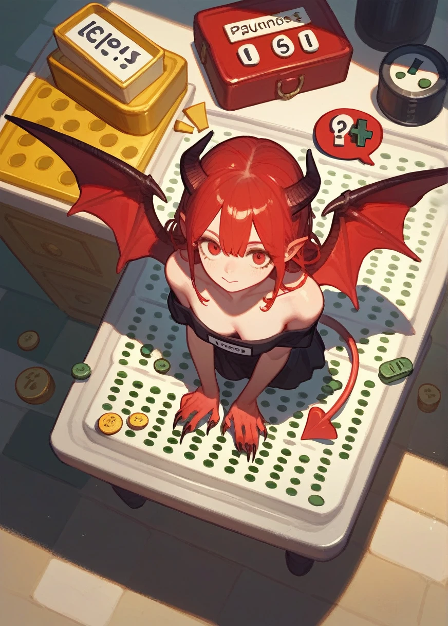 (punctuation_9,punctuation_8_High above,punctuation_7_High above),1 girl,Demon of ,Red hair,Eyes red,wings,claws,without clothes beautiful_face,