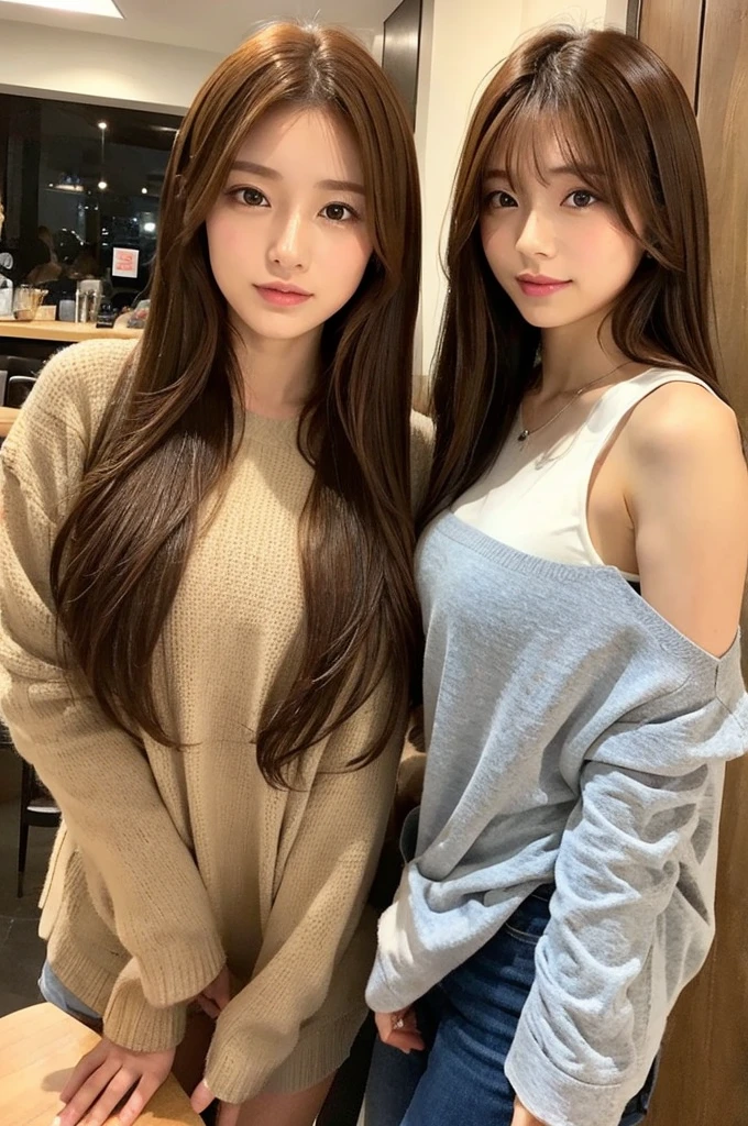 Double,Cafe,One Japanese girl,Brown Hair