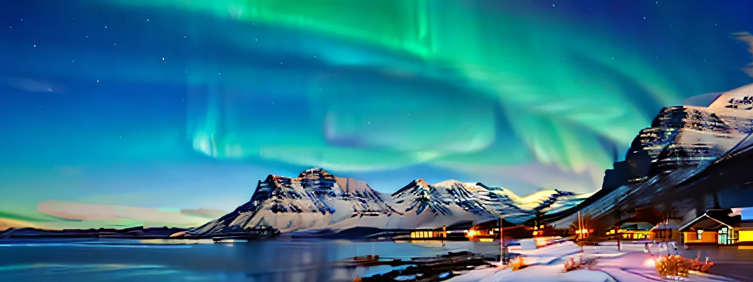 Beach view，Mountains and Water，Northern Lights in the sky，Stunning scenery，Iceland，dramatic aurora borealis，Northern Lights Background，Northern lights on background，Stunning scenery，With the Northern Lights in the sky，Landscape filled with northern lights，Scandinavian