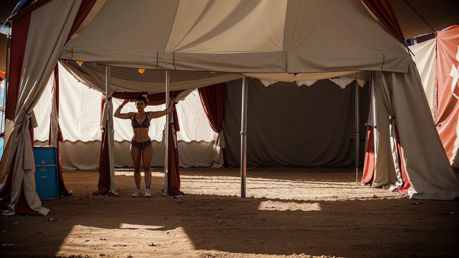 High-tech portal machine in a circus tent