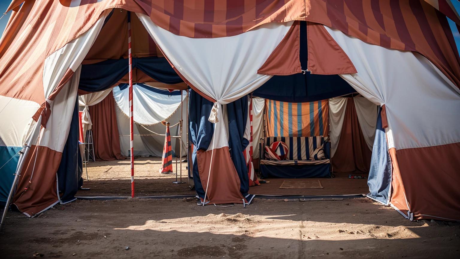 High-tech portal machine in a circus tent