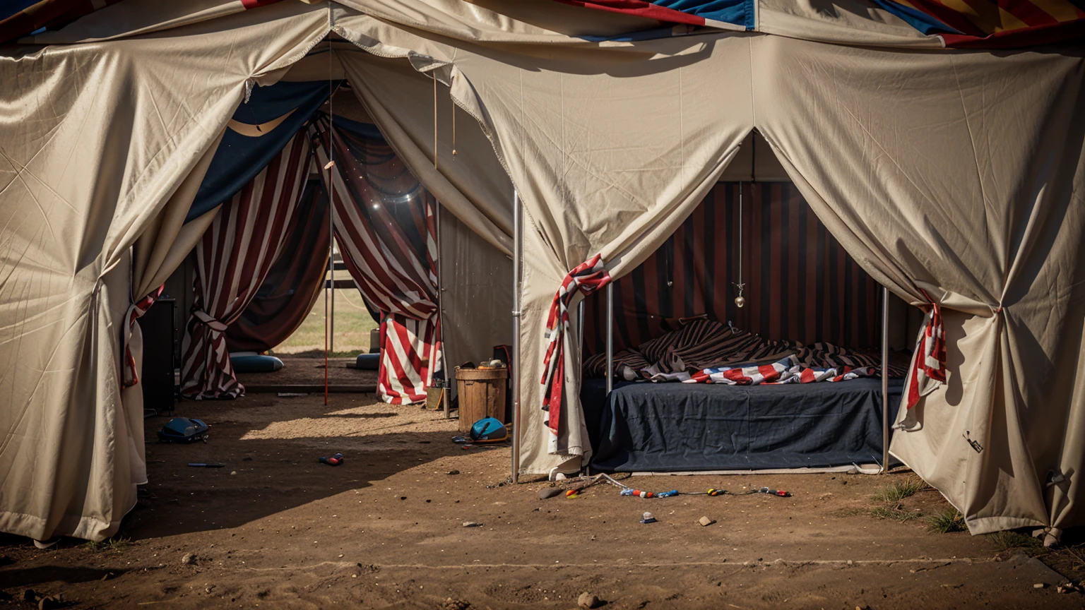 High-tech portal machine in a circus tent