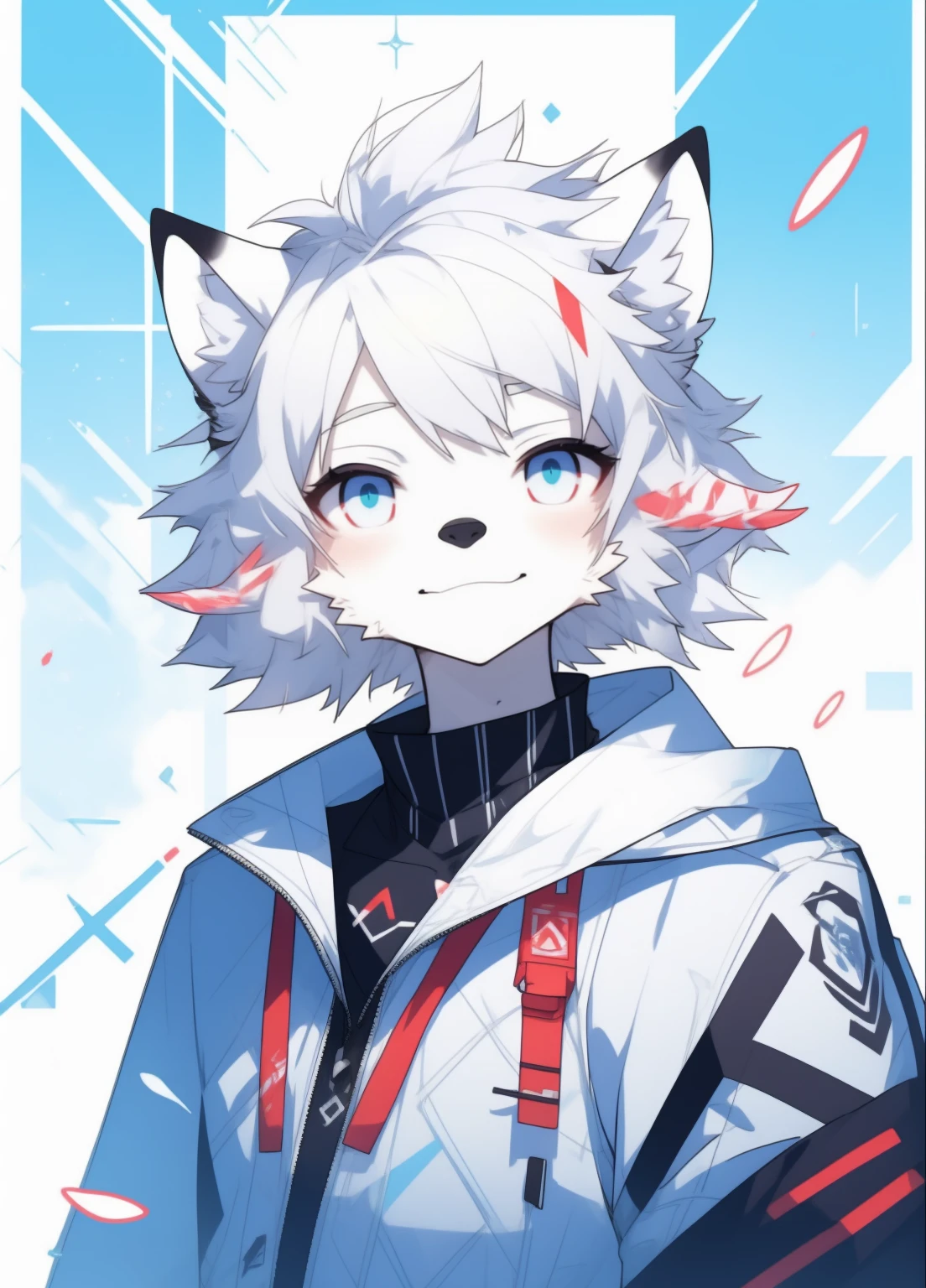 hairy,Alone,avatar,White Wolf,Men,Silver hair,Blue Eyes,CG Textures