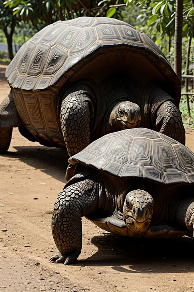 While strolling, he met a big and strong tortoise named Ramu.