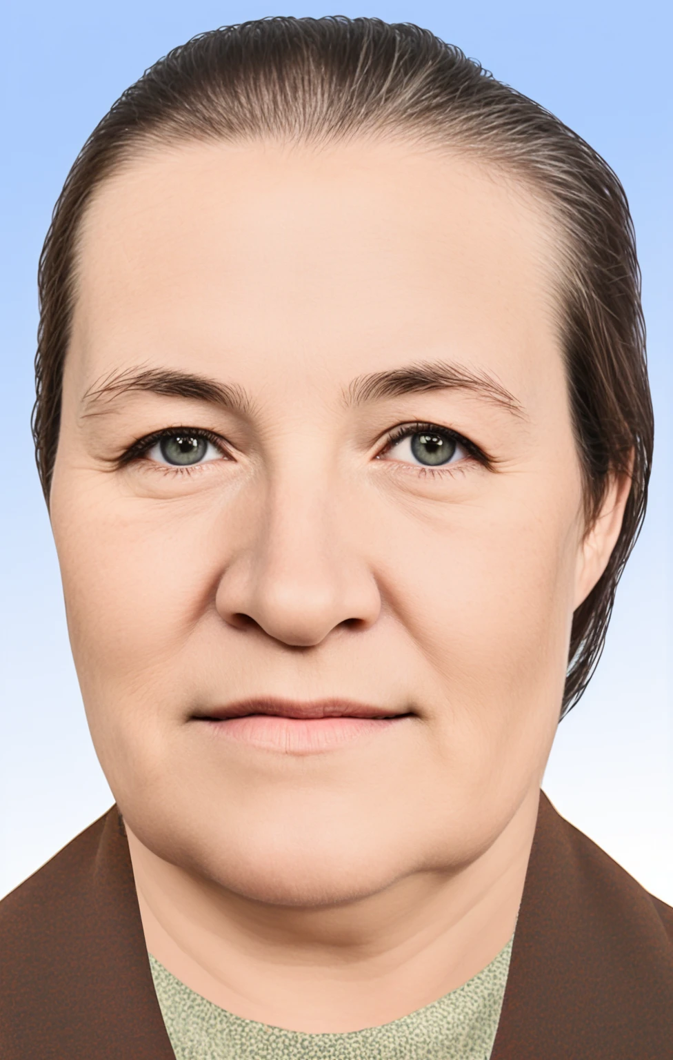 RAW photo, a portrait photo of 55 y.o woman, волосы зачесанные назад, natural skin, 8k uhd, high quality, film grain, Fujifilm XT3,