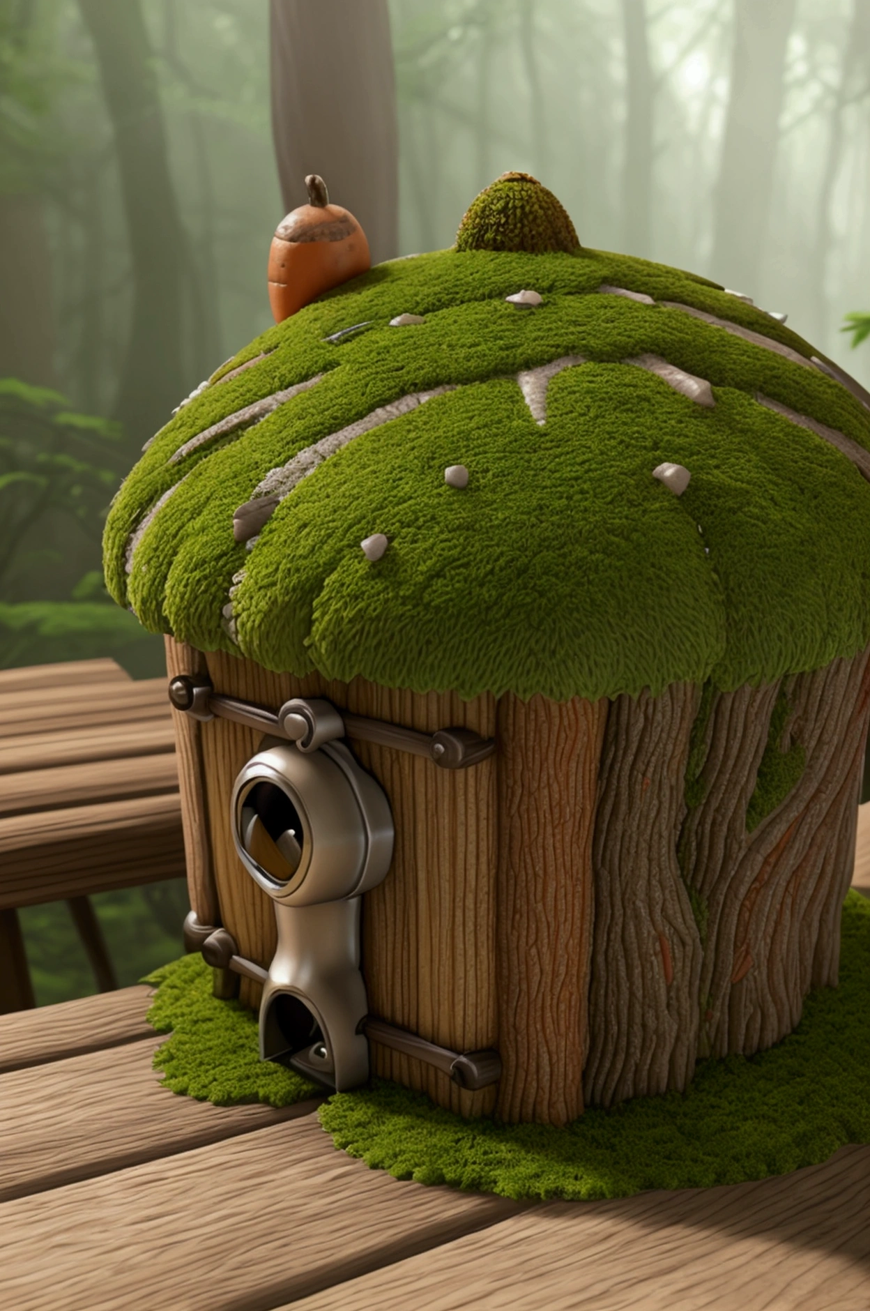 masterpiece, best quality, (Very detailed CG unity 8k wallpaper), (best quality), (Best illustration), (The best shades), Moss-covered round carrot hut, Isometric 3D , Octane Rendering, Ray tracing, Very detailed