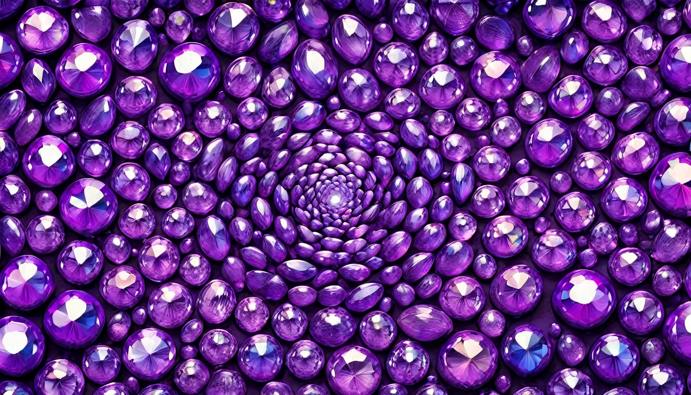 many small violet Crystal stone art background shinny and hypnotic