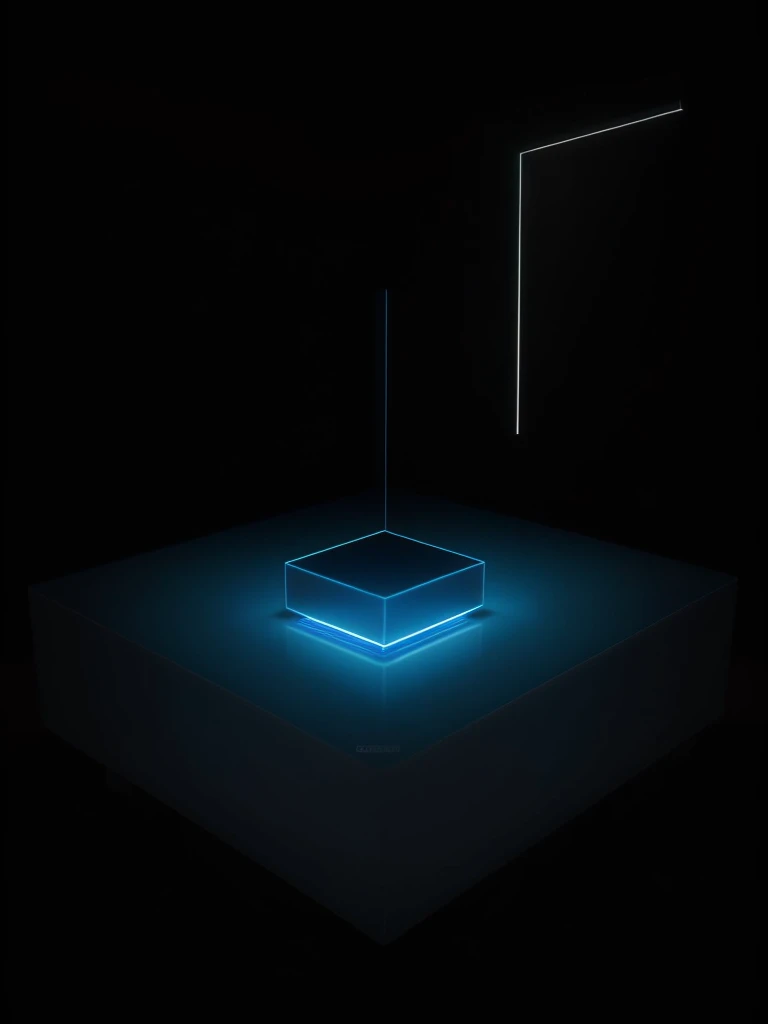 a futuristic light shining on a table, dramatic cinematic lighting, volumetric futuristic lighting, solid cube of light, oled lights in corners, vaporwave lighting, optical caustic lighting, tesseract, light coming from crt monitor, best quality, 4k, 8k, highres, masterpiece:1.2, ultra-detailed, realistic, photorealistic, photo-realistic:1.37, HDR, UHD, studio lighting, ultra-fine painting, sharp focus, physically-based rendering, extreme detail description, professional, vivid colors, bokeh