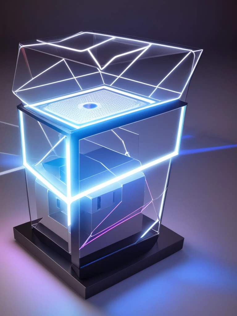 a futuristic light shining on a table, dramatic cinematic lighting, volumetric futuristic lighting, solid cube of light, oled lights in corners, vaporwave lighting, optical caustic lighting, tesseract, light coming from crt monitor, best quality, 4k, 8k, highres, masterpiece:1.2, ultra-detailed, realistic, photorealistic, photo-realistic:1.37, HDR, UHD, studio lighting, ultra-fine painting, sharp focus, physically-based rendering, extreme detail description, professional, vivid colors, bokeh