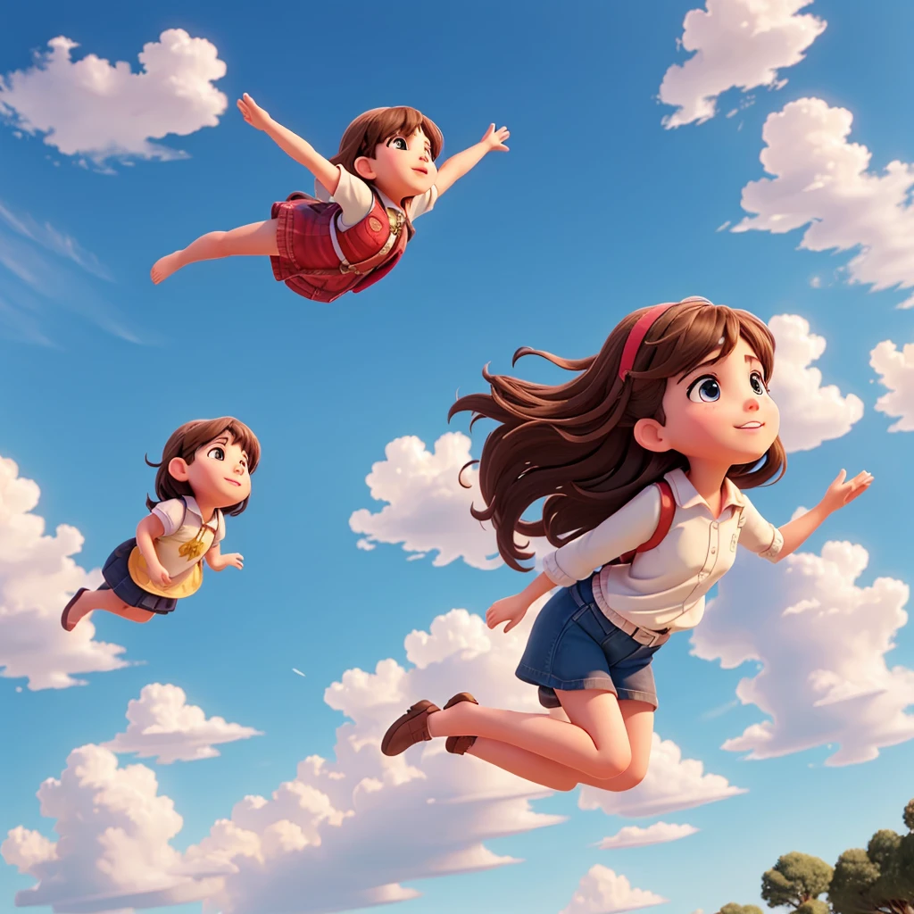 A girl falling in sky