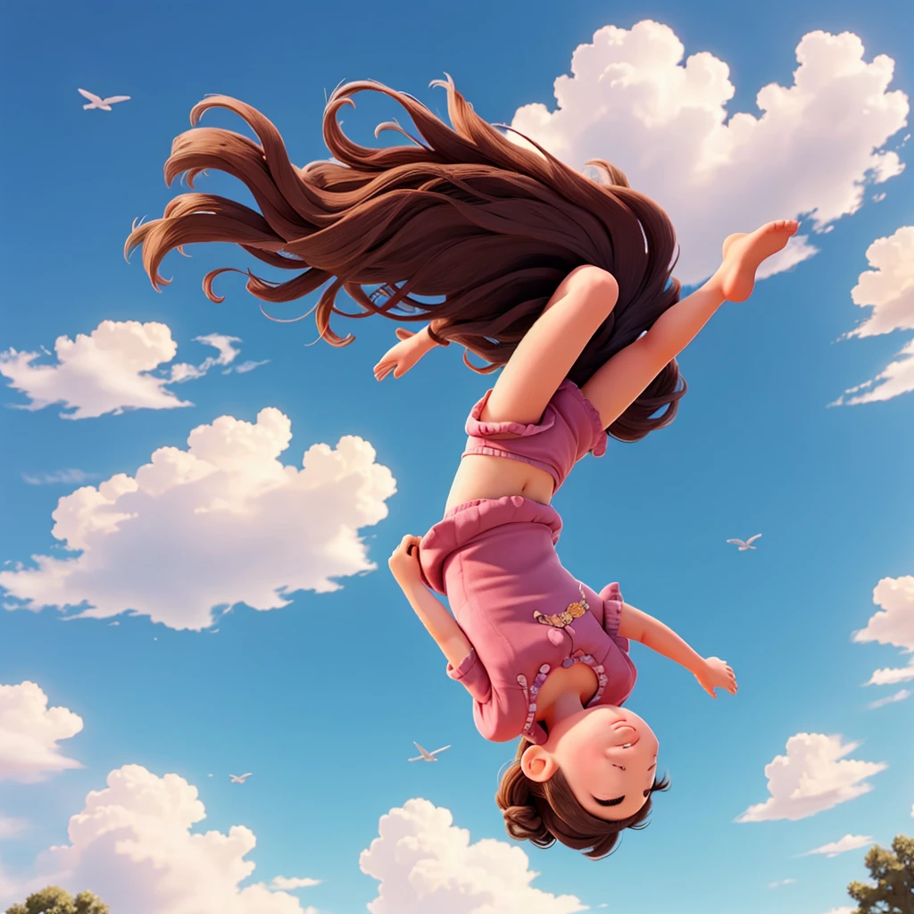 A girl falling in sky