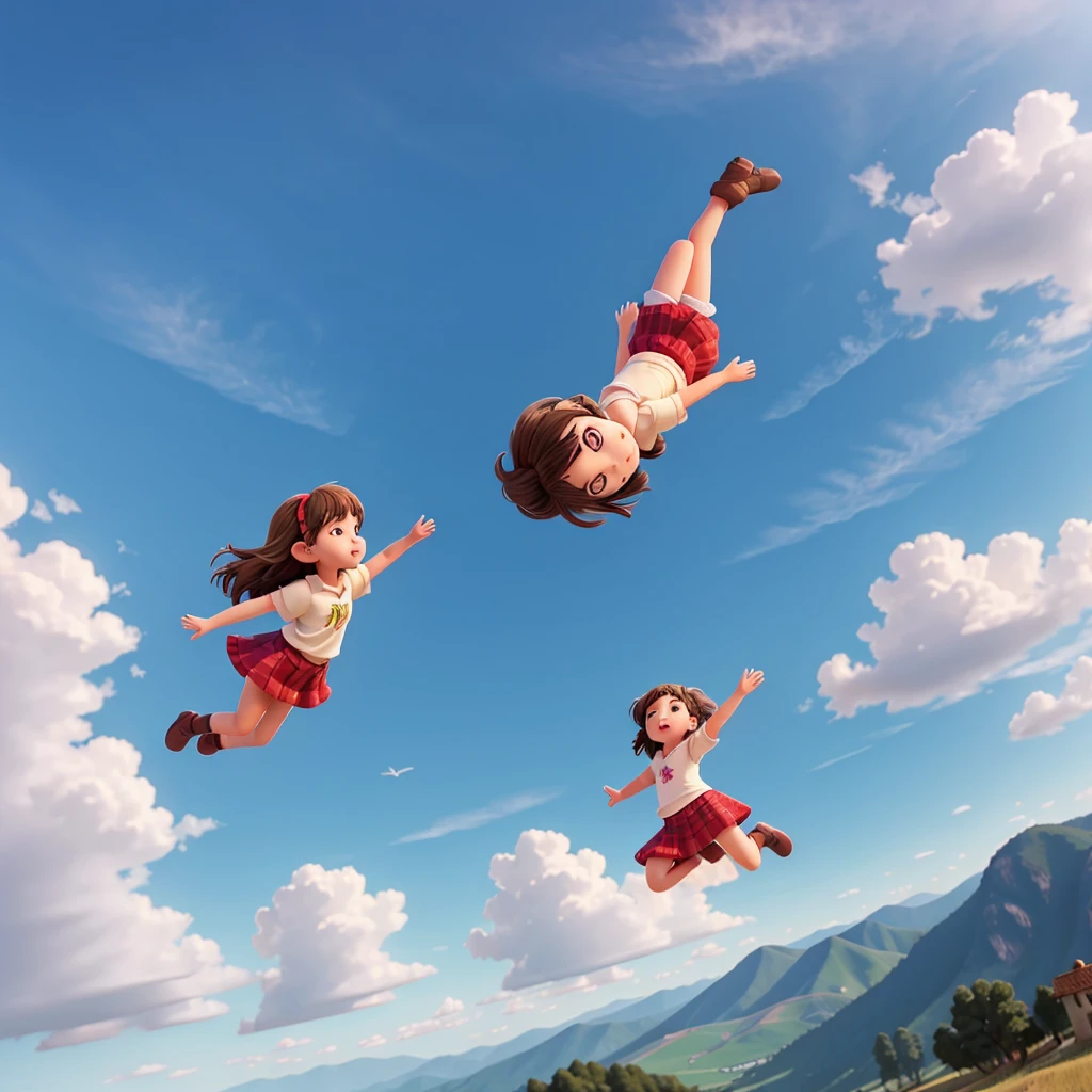 A girl falling in sky