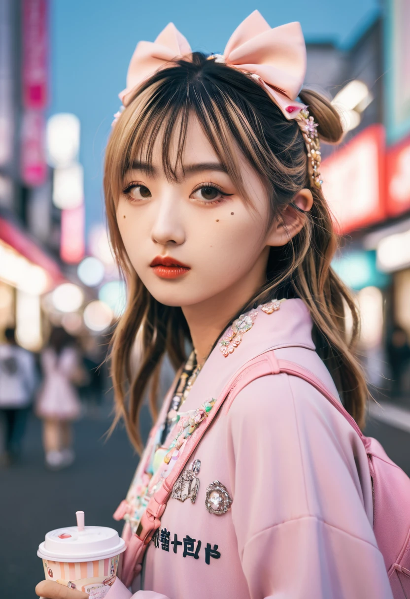 Japanese Harajuku fashionista, 24 mm, 4k textures, Soft movie lighting, Adobe Lightroom, Photography Lab, Human Development Report, complex, Very detailed, Clear focus, Soothing Tones, Crazy details, complex details, Ultra Detailed, Low contrast, Soft lighting, Exposure Blending