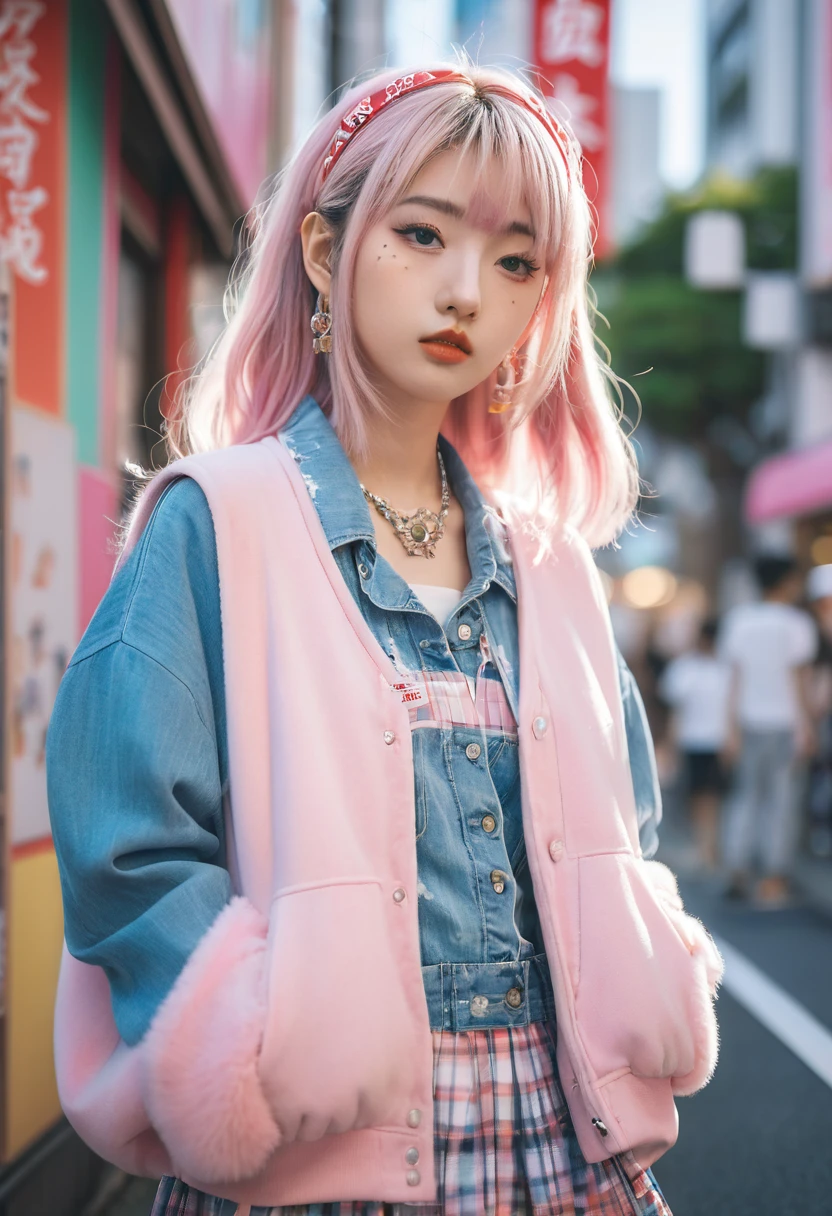 Japanese Harajuku fashionista, 24 mm, 4k textures, Soft movie lighting, Adobe Lightroom, Photography Lab, Human Development Report, complex, Very detailed, Clear focus, Soothing Tones, Crazy details, complex details, Ultra Detailed, Low contrast, Soft lighting, Exposure Blending
