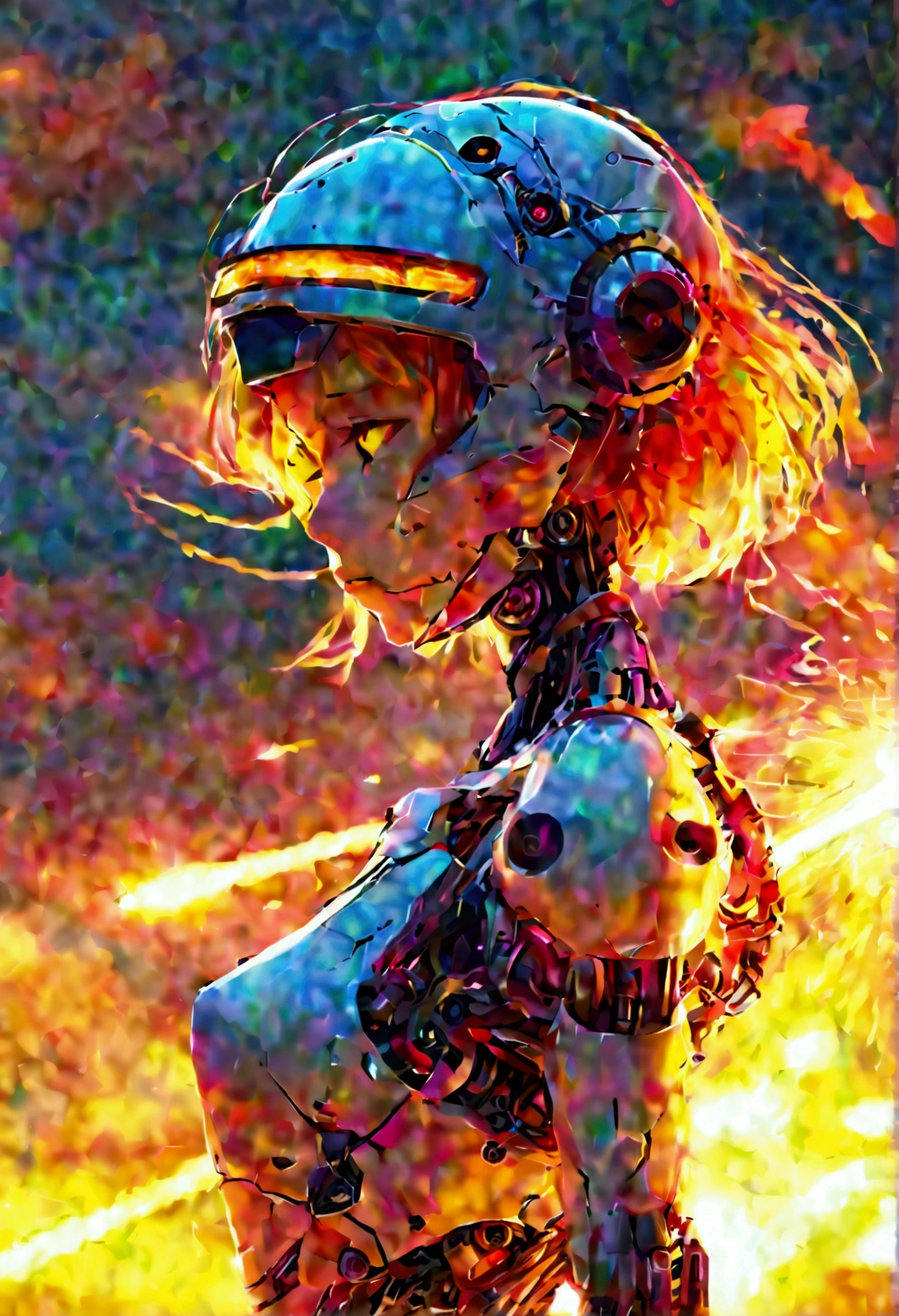 robot girl, fart lazer, fart fire