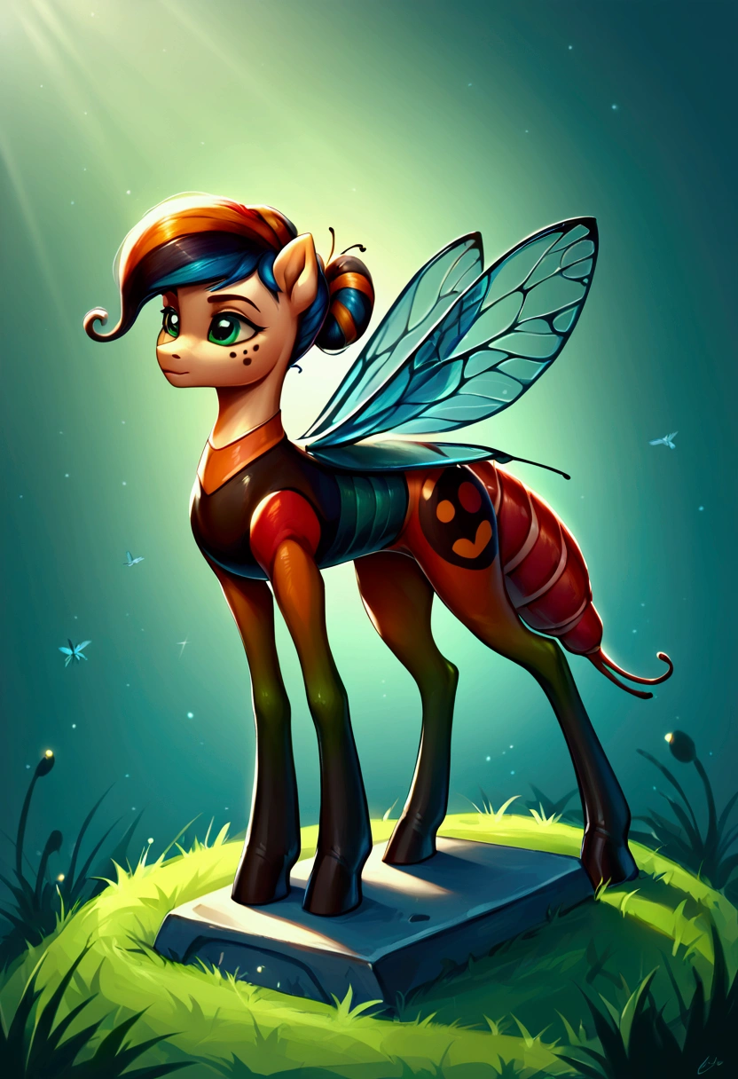 score_9,score_8_up,score_7_up,score_6_up, ((my little pony)), radiant lighting, vibrant colors, whimsical atmosphere, 8K, high resolution, highly detailed, masterpiece, (stern look), big butt, on the tombstone, ((pony body)), (((Marinette Dupain-Cheng from Lady Bug:1.1))), (((lady bug costume))), (((lady bug))), (((Marinette)))