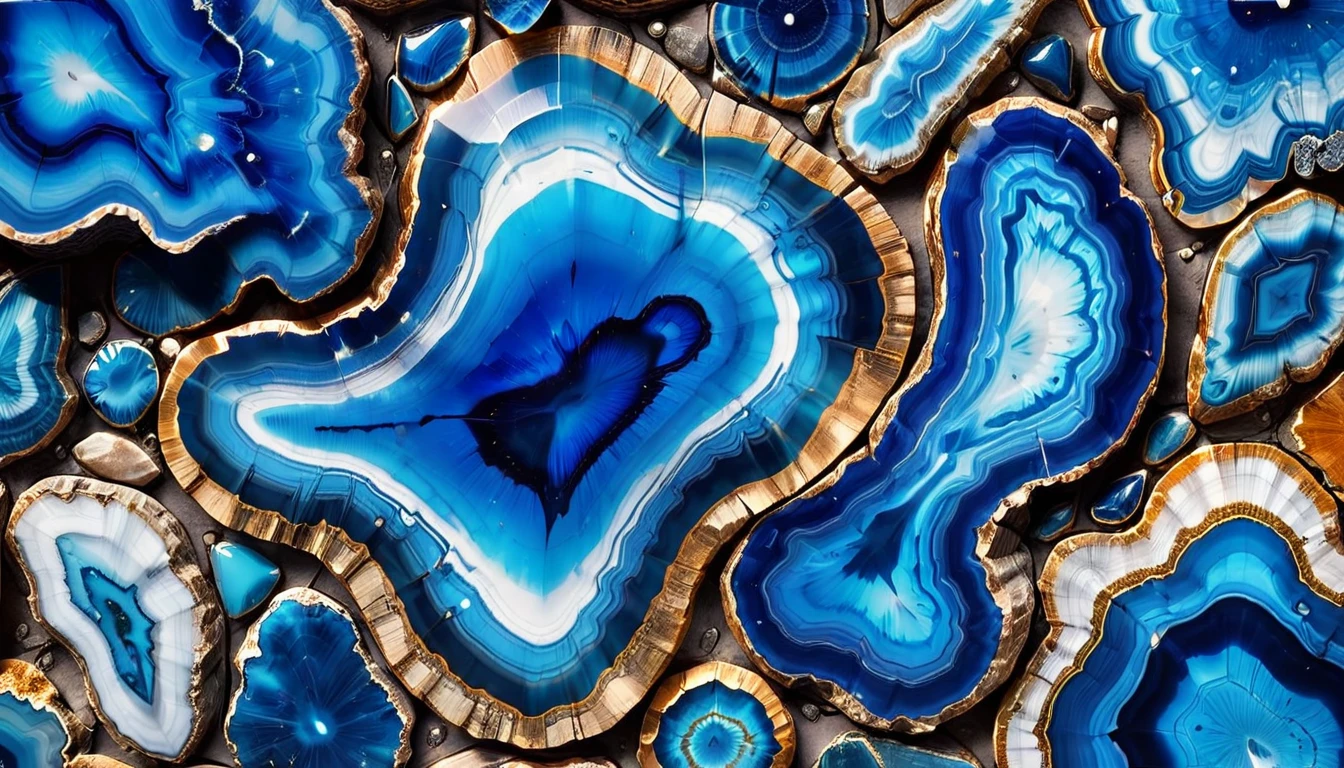  blue agate stone art background shinny and hypnotic 4k ultra design