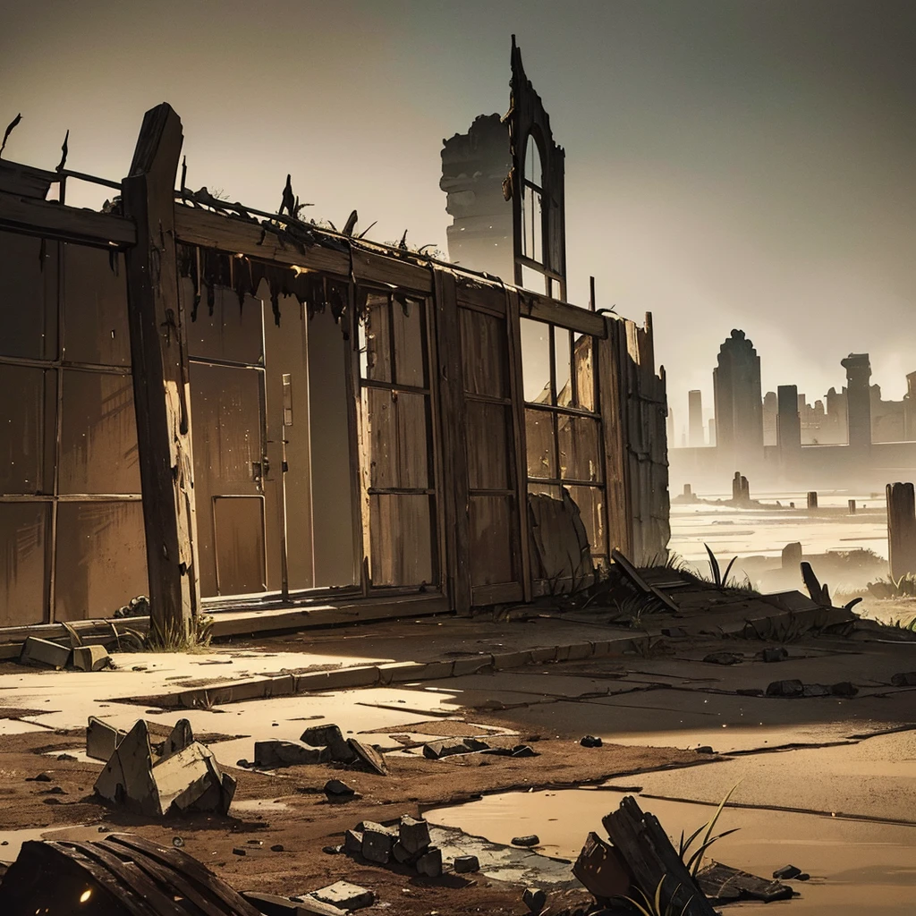 ((((Solo))))、Best illustrations、Best Quality、、(Old ruins、desert。Grass)、Fall to the floor、(Black, muddy swamp)、(10 medieval knights)、battlefield、(White background)、explosion、rubble、destruction