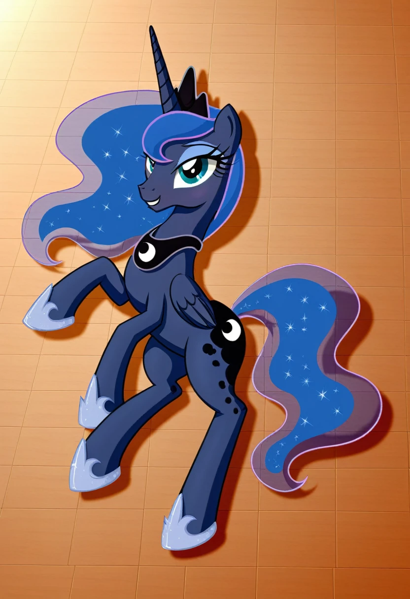 . Princess Luna smiling disembodied head on the floor without a body