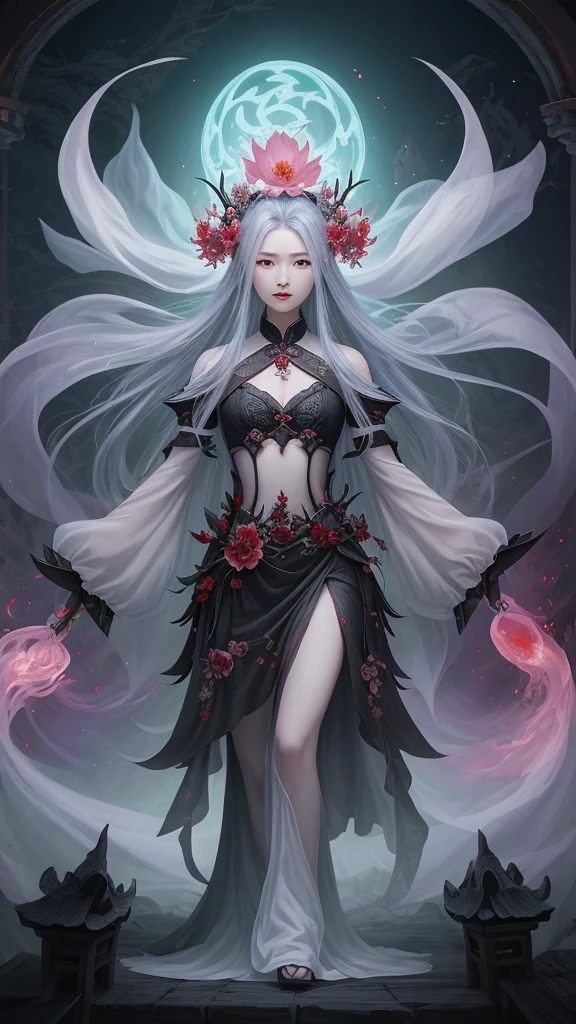 Charming flower of the other side，Mysterious Manzhu Shahua，A bloody ghost flower blooming at the gate of hell，Leading the soul to the afterlife，Evil charm，Flirtatious，uncanny，