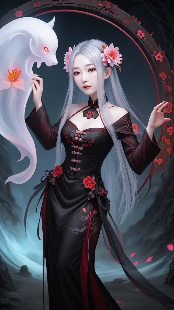 Charming flower of the other side，Mysterious Manzhu Shahua，A bloody ghost flower blooming at the gate of hell，Leading the soul to the afterlife，Evil charm，Flirtatious，uncanny，