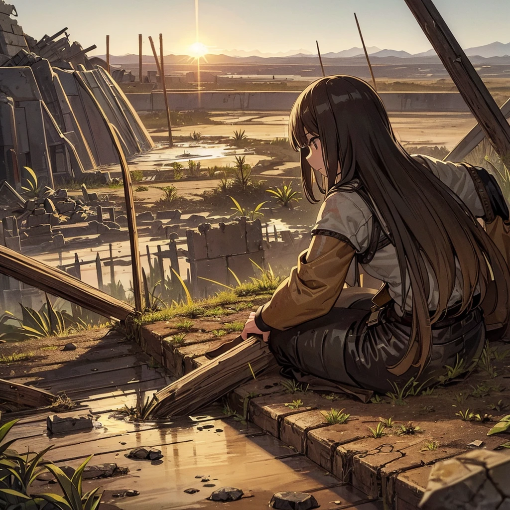 ((((Solo))))、Best illustrations、Best Quality、、(Old ruins、desert。Grass)、Fall to the floor、(Black, muddy swamp)、(10 medieval knights)、battlefield、(White background)、explosion、rubble、destruction