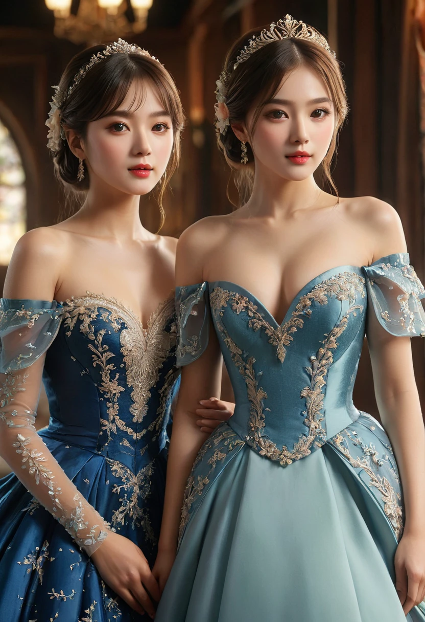 A detailed, high-quality Stable Diffusion prompt for the given topic would be:

two girls, roromiya, ririchiyo, ascot, (best quality,4k,8k,highres,masterpiece:1.2),ultra-detailed,(realistic,photorealistic,photo-realistic:1.37),extremely detailed eyes and face,longeyelashes,beautiful detailed eyes,beautiful detailed lips,beautiful dress,intricate details,cinematic lighting,vibrant colors,dramatic lighting,fantasy,digital art