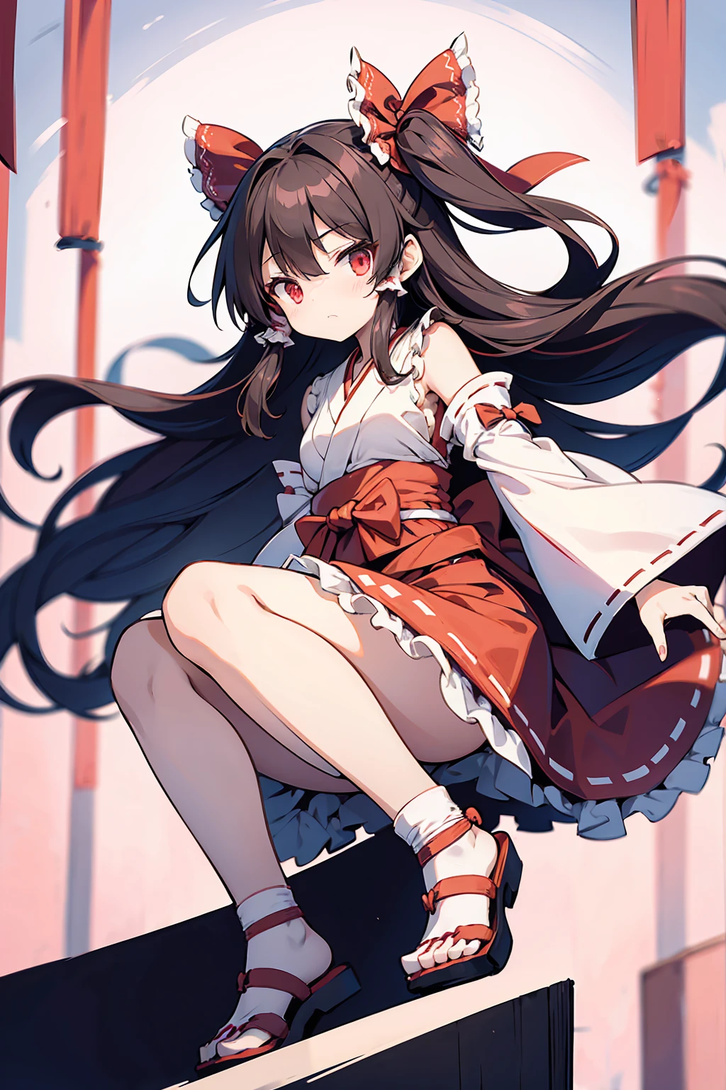 Physical Appearance Hair: Reimu has long, raven hair that she typically ties up in twin buns. Her hair is sometimes depicted as being slightly wavy or curly. eyes: Reimu's eyes are a bright shade of red. Face: Reimu has a small, pointed nose and a delicate mouth. She is often described as being quite attractive. Body: Reimu is a slender young woman of average height. She is often depicted as being physically fit and athletic. Clothing Reimu's typical attire consists of a red and white shrine maiden's outfit. The haori is a short, open jacket that is worn over the kosode, which is a long, flowing kimono undergarment. The hakama are loose trousers that are worn over the kosode, and the tabi are white socks that are worn with sandals. Reimu also wears a red ribbon tied around her waist. Personality Reimu is a carefree and somewhat mischievous young woman. She is often described as being lazy and unmotivated, but she is also quick to take action when necessary. Reimu is also fiercely loyal to her friends and family, and she is always willing to help those in need. Abilities Reimu is a powerful magician with a wide range of abilities. She is skilled in both offensive and defensive magic, and she is also able to fly and teleport. Reimu's most well-known ability is her ability to use danmaku, which is a type of bullet hell attack. Overall Reimu Hakurei is a complex and well-developed character who is a popular figure in the Touhou Project fandom. She is a strong and capable heroine with a relatable personality, and she is sure to continue to be a fan favorite for many years to come. Chibi Character、solid black background