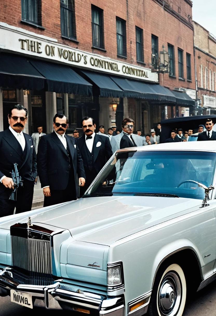 Me as a world's richest person in gangster's look with moustache.me driving a Lincoln continental and gun is present in my hand with the bodyguards and convoy in future