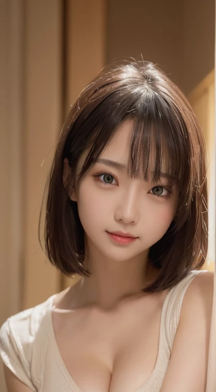 (Super detailed, Super detailed, 超High resolution, retina, masterpiece, Accurate, Perfect Anatomy, Anatomically correct, Textured skin, Textured clothes, Super detailed, Attention to detail, high quality, Awards, 最high quality, High resolution, 16K, Cinema Lighting, RAWphotograph, Detailed face, Perfect Face), masterpiece, 最high quality, 8K, Absurd, (whole body:1.3), Large Breasts、Protruding nipples、Beautiful neckline、Wide neck T-shirt、Very good、Loose white t-shirt, Textured Shirt、beautiful girl, Pretty face, View your audience, smile, Ultra-realistic, High resolution, photograph, Film Grain, chromatic aberration, Sharp focus, High resolution, Face Light, Dynamic Lighting, Cinema Lighting, Professional Shadow, Simple Background, , Most detailed, Very detailed, Very detailedな, In detail, Real Skin, Delicate facial features, Detailed faceと目, Sharp pupils, Realistic student