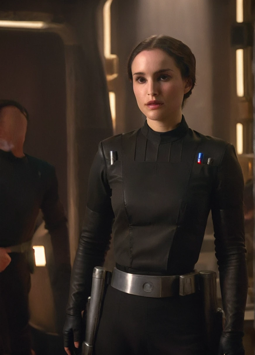 high resolution photo face close-up of p4dme woman sitting in a star wars cantina,looking at camera,black uniform,hair chignon,full body shot,Imperial officer wearing a (color) uniform
depth of field,volumetric lighting,sunrise,(surreal dramatic lighting shadow)
