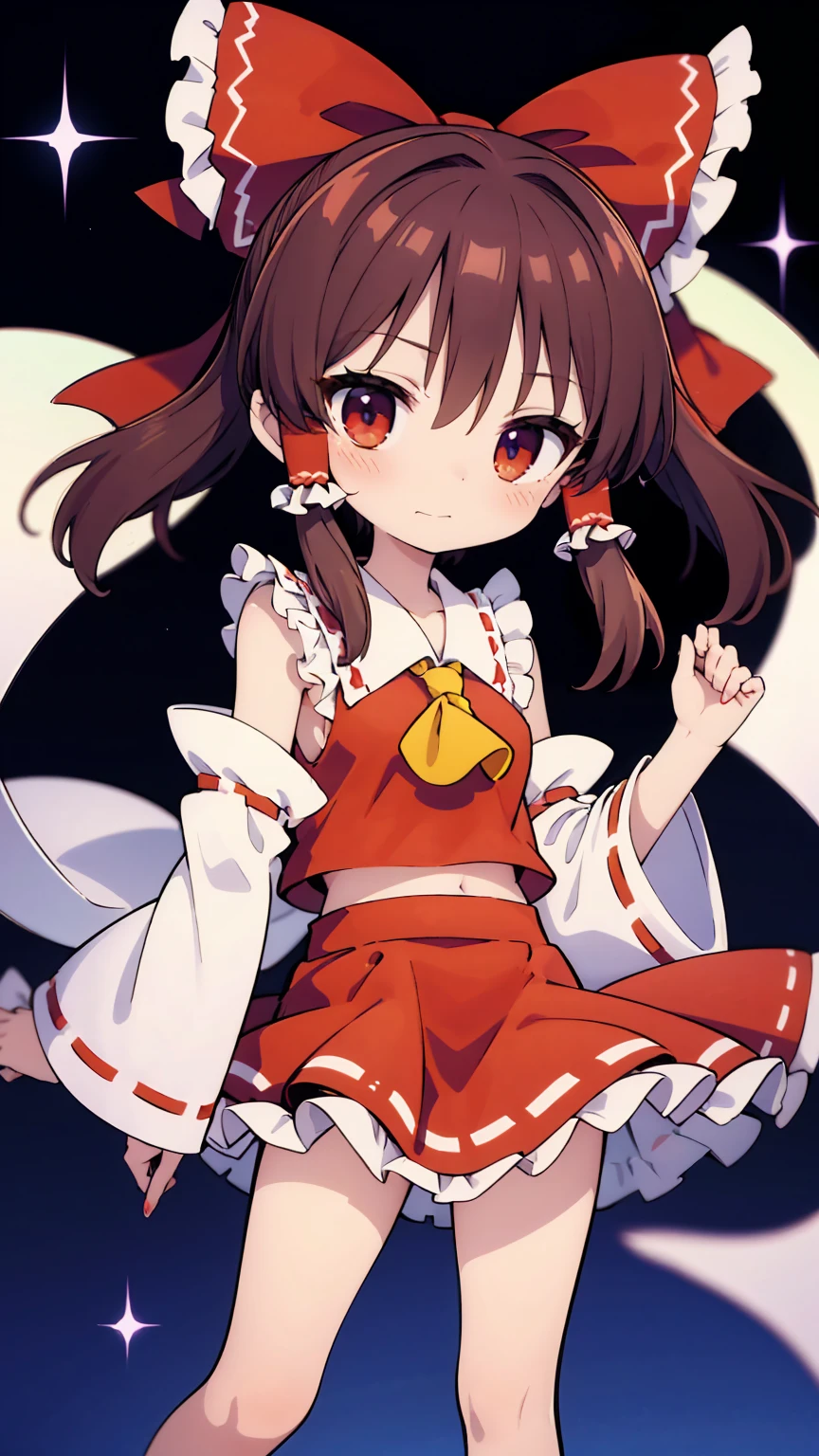 Physical Appearance Hair: Reimu has long, raven hair that she typically ties up in twin buns. Her hair is sometimes depicted as being slightly wavy or curly. eyes: Reimu's eyes are a bright shade of red. Face: Reimu has a small, pointed nose and a delicate mouth. She is often described as being quite attractive. Body: Reimu is a slender young woman of average height. She is often depicted as being physically fit and athletic. Clothing Reimu's typical attire consists of a red and white shrine maiden's outfit. The haori is a short, open jacket that is worn over the kosode, which is a long, flowing kimono undergarment. The hakama are loose trousers that are worn over the kosode, and the tabi are white socks that are worn with sandals. Reimu also wears a red ribbon tied around her waist. Personality Reimu is a carefree and somewhat mischievous young woman. She is often described as being lazy and unmotivated, but she is also quick to take action when necessary. Reimu is also fiercely loyal to her friends and family, and she is always willing to help those in need. Abilities Reimu is a powerful magician with a wide range of abilities. She is skilled in both offensive and defensive magic, and she is also able to fly and teleport. Reimu's most well-known ability is her ability to use danmaku, which is a type of bullet hell attack. Overall Reimu Hakurei is a complex and well-developed character who is a popular figure in the Touhou Project fandom. She is a strong and capable heroine with a relatable personality, and she is sure to continue to be a fan favorite for many years to come,Reimu Hakurei,Chibi Character