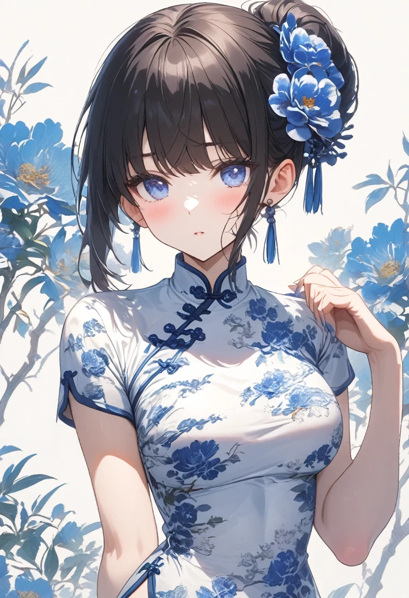 Blue and white porcelain cheongsam
