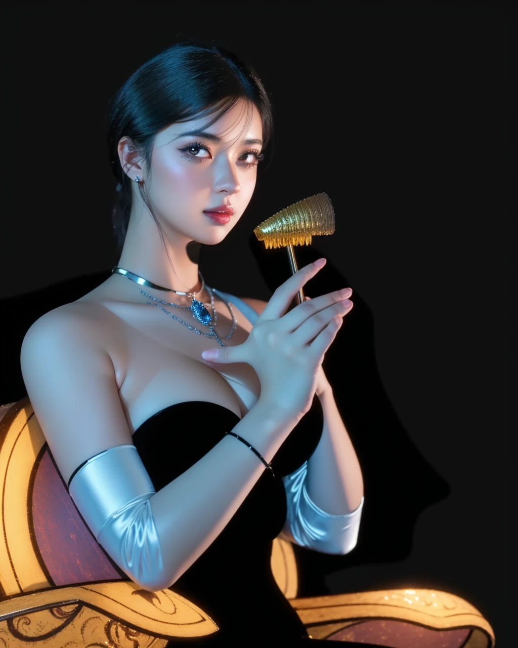 a girl in an ornate dark fantasy landscape, beautiful detailed eyes,beautiful detailed lips,anthropomorphic seductive figure,amber woods,geranium,magellanic clouds,seductive flora,snowy soft lighting,shallow depth of field,colorful matte triadic palette,(best quality,4k,8k,highres,masterpiece:1.2),ultra-detailed,(realistic,photorealistic,photo-realistic:1.37),dark fantasy,concept art,award winning digital art
