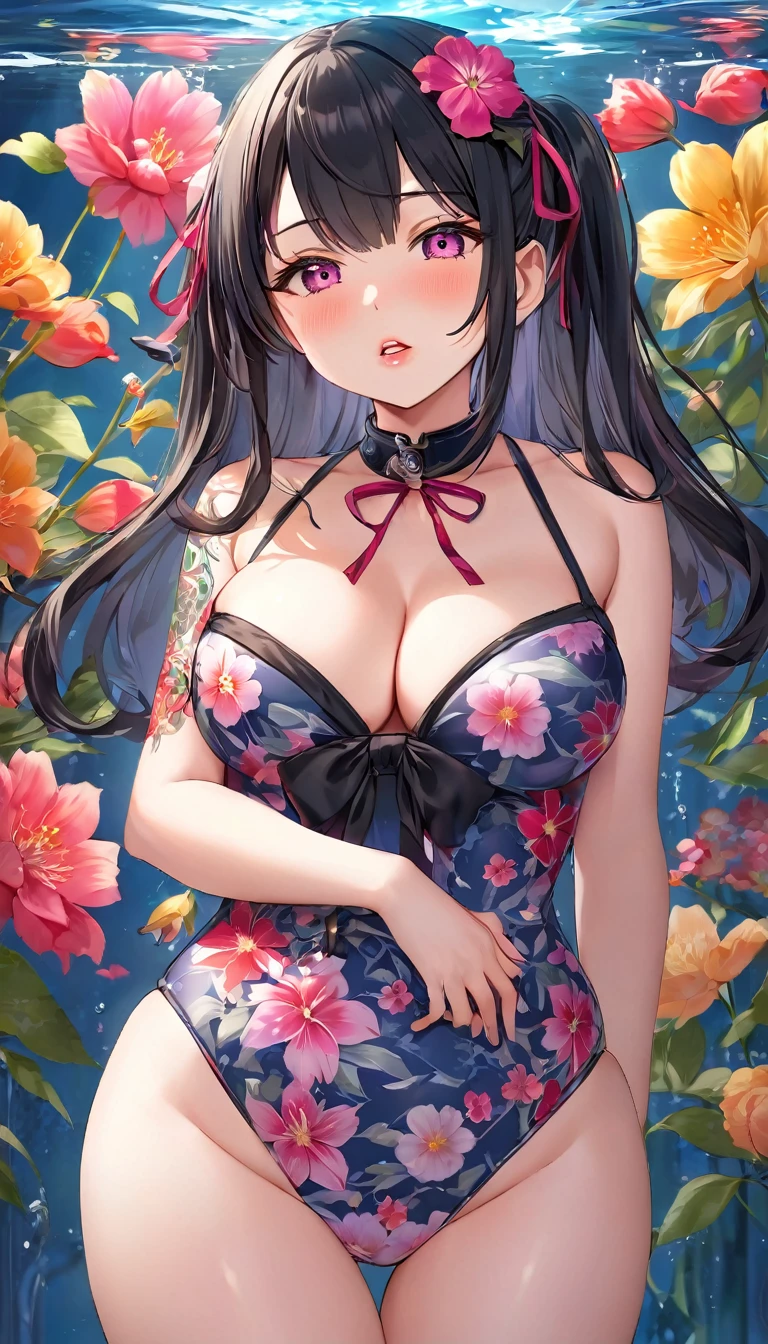 {{{{{16k}}}}}, {{{{{Emotions of youth spread across the entire screen, Unique cuteness in the middle of the transition from girl to sexy woman, High-resolution photos of her lewdly dyeing herself in a manner unknown to the innocent sex, transforming a neat Japanese girl with a cutely pussy into her facial rank to the SSS rank of top-notch pretty actresses, She is in a Cylindrical aquarium filled with female hormonal fluid and her body becomes more curvaceous, Ambush her every night and fuck her through the night, She was a but after four years of being raped while being injected with beauty-enhancing hormones every day she grew into a 16-year-old who was so cute and smart and innocent that she had an erotic fetish for lips and necks and waistlines, she was being raped and clearer the nip line from underbust to hips, The texture of her tits getting bigger as they sway, As the tattoos increase her waist and underbust get thinner, her tits got round bigger and deeper cleavage, Her too-beautiful rounded tits wrapped in her separates flower pattern swimsuit, Her hair is replaced by a bang long glossy very Straight black hair with ribbon, The growing body is reproduced with sex-loving, thick vivid lips, Her gasps echoing through the watei, She is fitted with a ribbon collar that puts people which transforms her into a cute once-in-a-millennium}}}}},{{Extremely detailed}},{{{{{integrated her head pure small, Enchanting Too thick and erotic deep pink lips, Her thickened lips shimmer with luster}}}}},{{{{{Her tattoos spread all over her body, She is tattooed with lewd flowers on her neck, arms, lower abdomen, thighs, ribbon piercings are attached all over her body}}}}}