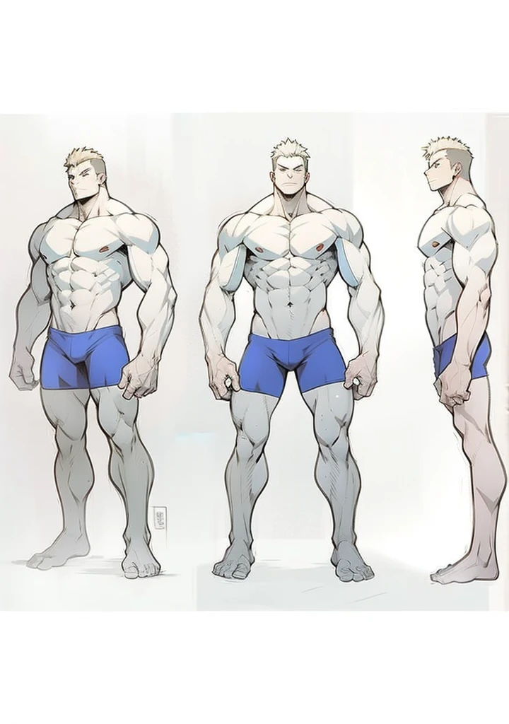 Generate an anime-style art image of a dominant protagonist character, and extremely muscular anime art 