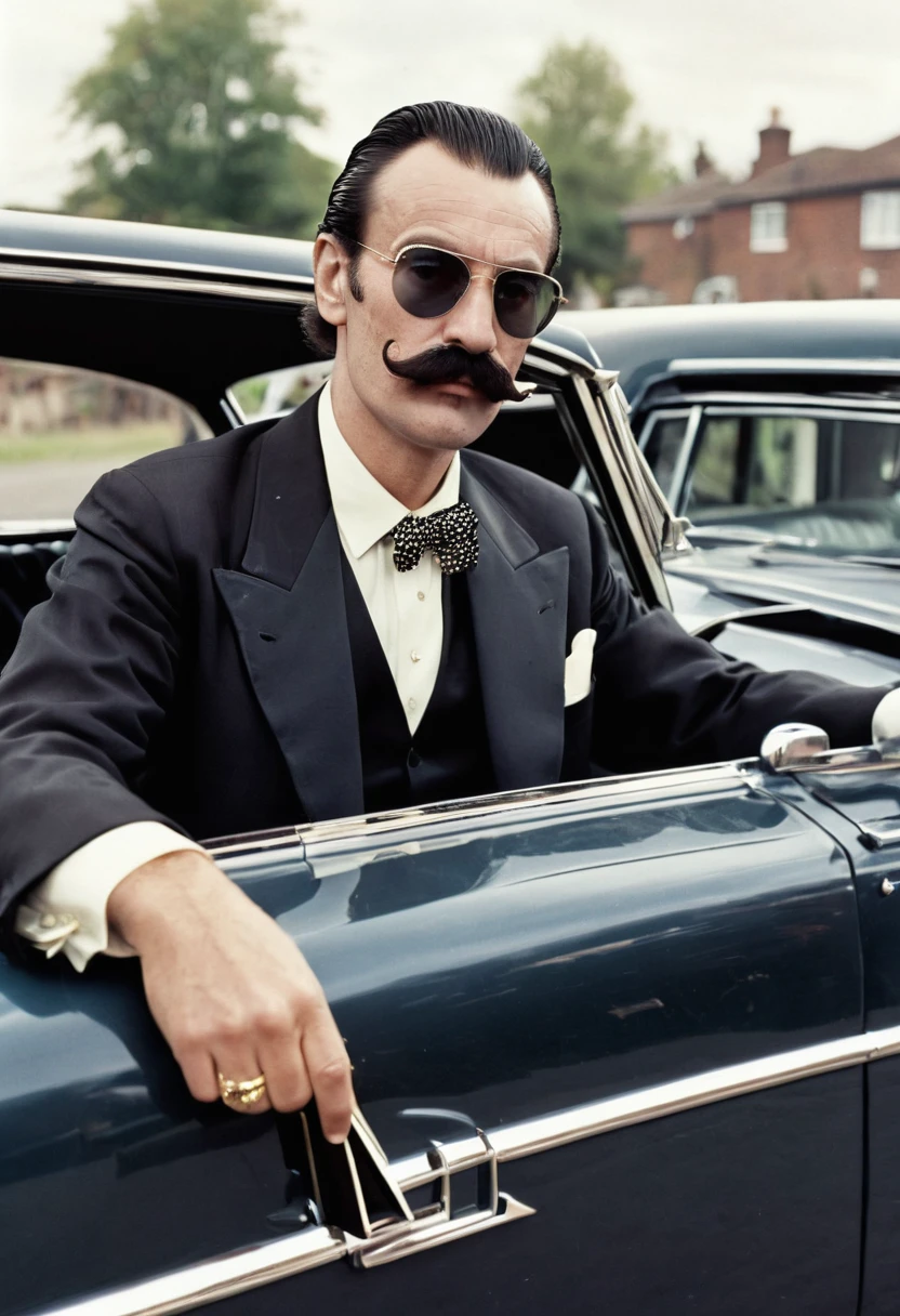 Me as a world's richest adult person in gangster's look with the age of 25 year with fine moustache.me driving a Lincoln continental and pistol is present in my hand with the convoy