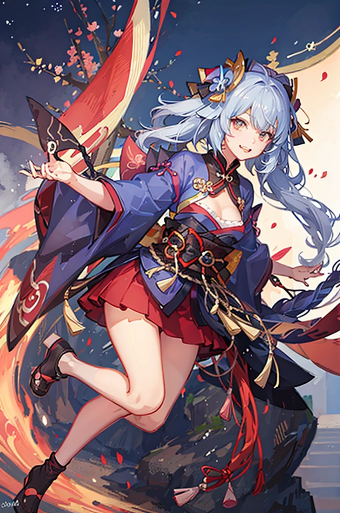 Ganyu from genshin impact, She's too Crazy naughty laughing, looking at me, She's looking crazy. looks little mature. Wallpaper, Dark