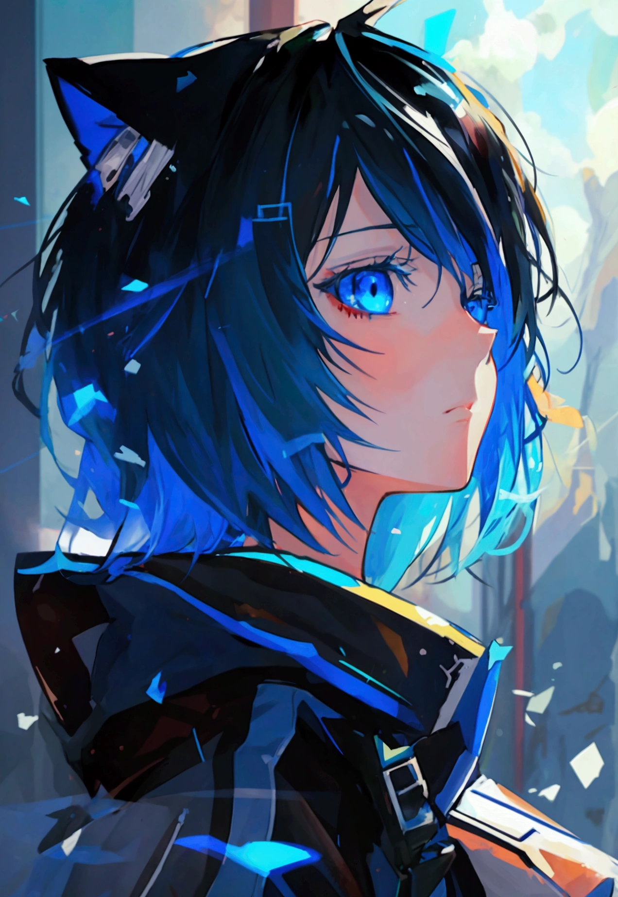anime, anime girl, blue eyes, black hair, blue eyes, blue eyes, blue eyes, blue eyes, blue eyes, blue eyes, blue eyes,, From Arknights, epic anime style, Eyes shine everywhere, Profile picture 1024px, anime boy, digital anime illustration, anime style 4 k, detailed digital anime art, Nightcore, digital anime art
