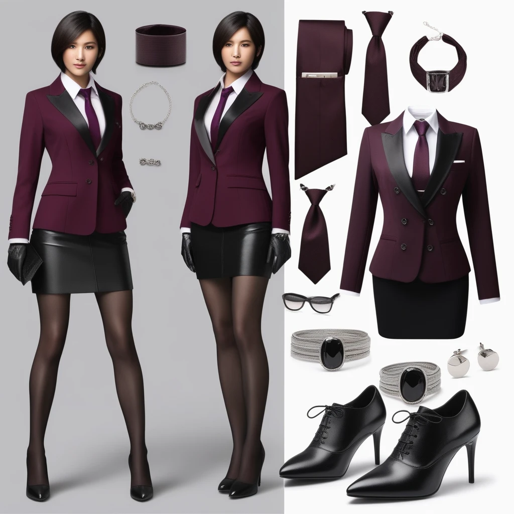 Ultra-realistic extremely detailed real life 8k masterpiece of a gorgeous asian woman re ada wong wearing (((skirt suit))), (((three-piece suit))), (((dress shirt))), (((necktie))), (((blazer))), (((black lapel))), (((suit jacket))), ((waistcoat)), double-breasted waistcoat, (((bodycon miniskirt))), pocket square, cufflinks, tie clip , tailored suit,, extremely detailed facial features, dark scary epic lighting, horror composition, full body,