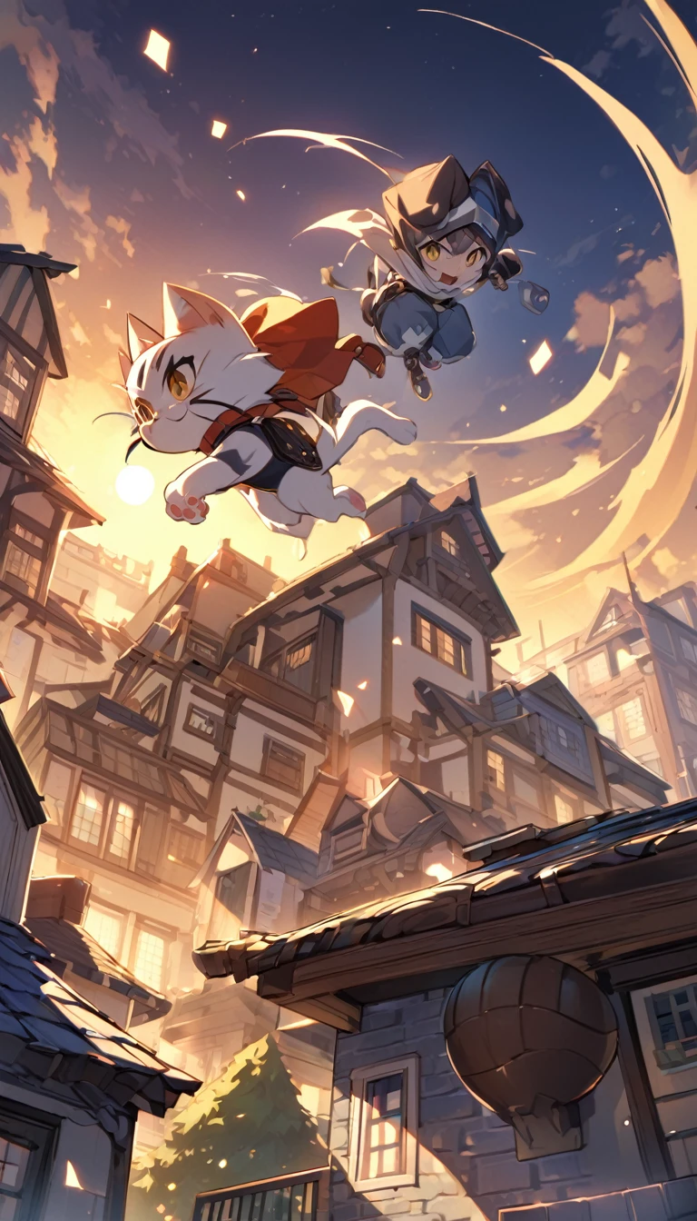 シード"Brave Moonlight Cat sprints across the rooftops in swift pursuit of a burglar cat."
2950548102