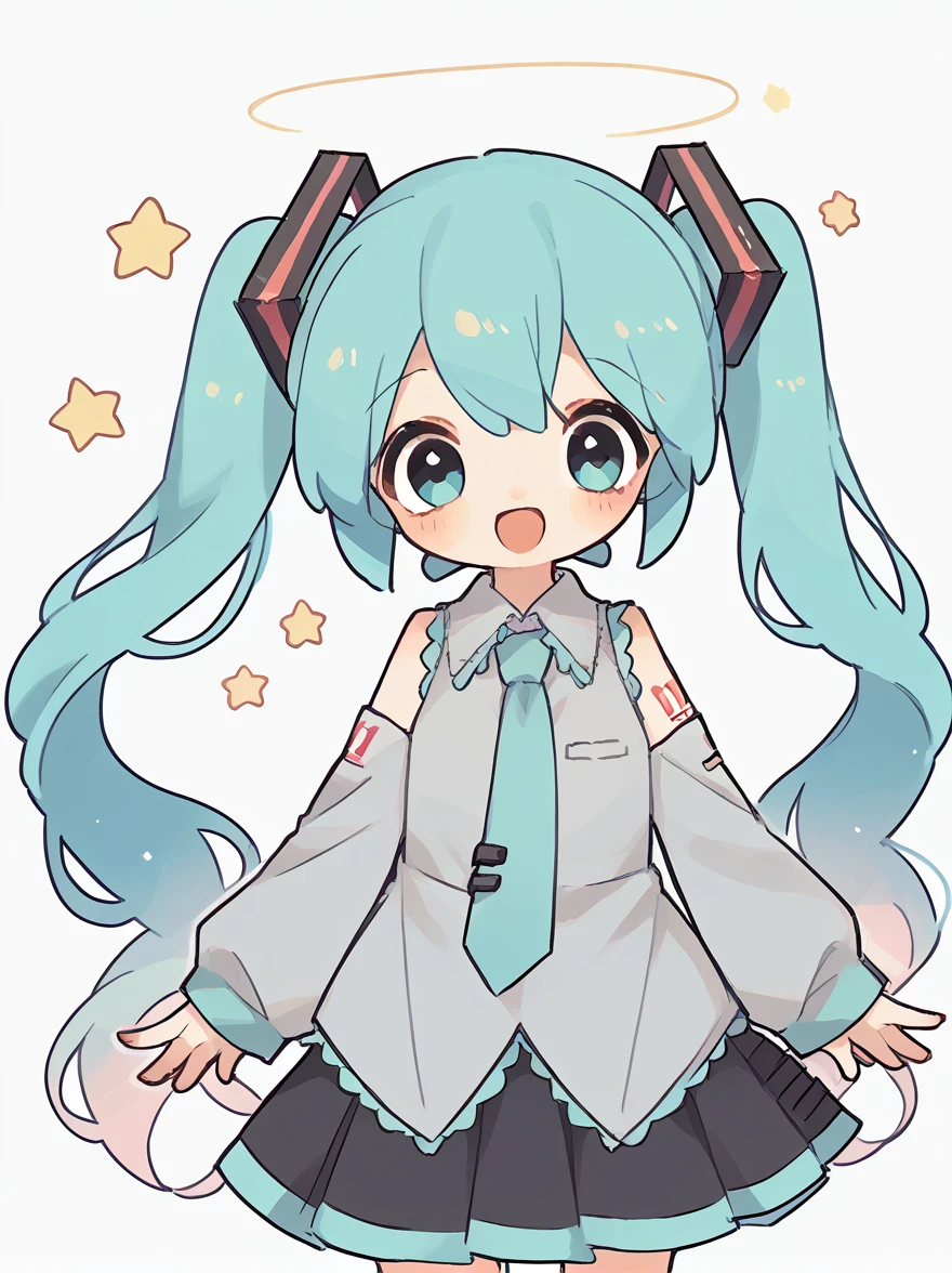 score_9, score_8_up, score_7_up, score_6_up, score_5_up, score_4_up, source_anime, rating_safe,
1girl, hatsune miku, happy, stars, white background, cowboy shot, looking at viewer,