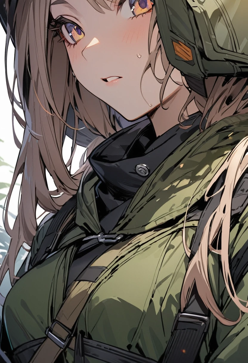 Highest quality　Close-up of the hunter girl&#39;s face　Fantasy　shed tears　The background is a night forest