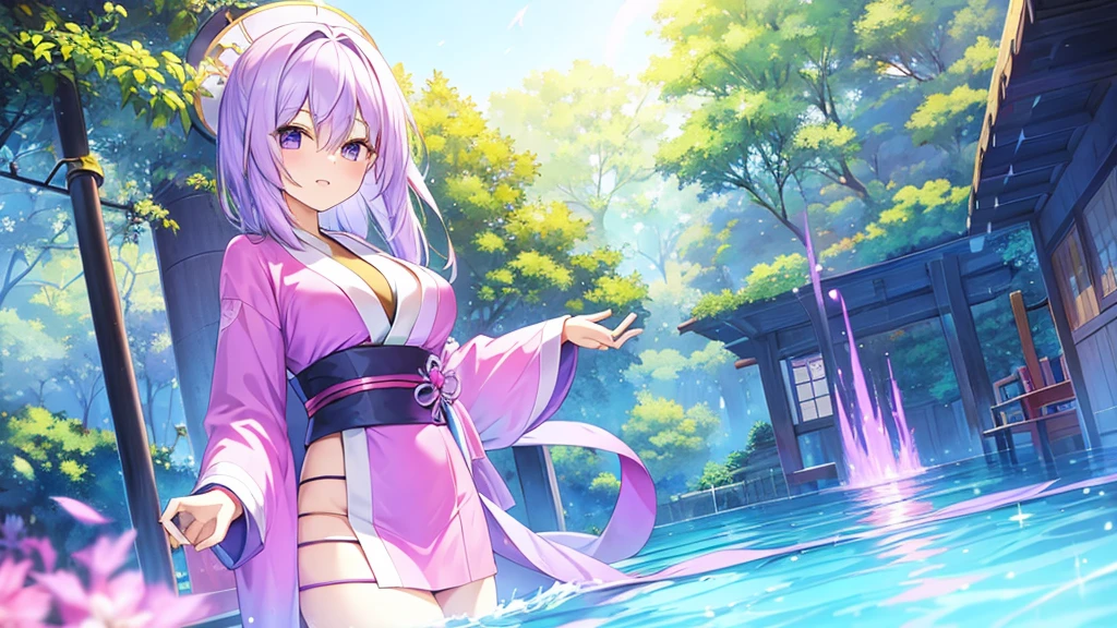 woman clear Light purple hair kimono Anime Style Thief