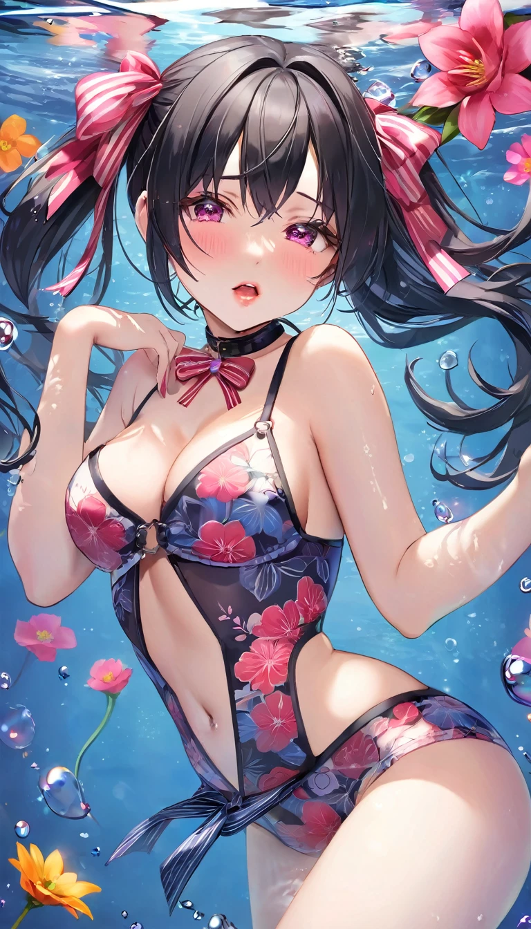 {{{{{16k}}}}}, {{{{{Emotions of youth spread across the entire screen, Unique cuteness in the middle of the transition from girl to sexy woman, High-resolution photos of her lewdly dyeing herself in a manner unknown to the innocent sex, transforming a neat Japanese girl with a cutely pussy into her facial rank to the SSS rank of top-notch pretty actresses, She is in a Cylindrical aquarium filled with female hormonal fluid and her body becomes more curvaceous, Ambush her every night and fuck her through the night, She was a  but after four years of being raped while being injected with beauty-enhancing hormones every day she grew into a 16-year-old who was so cute and smart and innocent that she had an erotic fetish for lips and necks and waistlines, she was being raped and clearer the nip line from underbust to hips, She had a pretty face like an idol, but as she grew up, she became beautiful like an actress, Her too-beautiful rounded tits wrapped in her separates flower pattern swimsuit, Her hair is replaced by a bang long glossy very Straight black hair with ribbon, The growing body is reproduced with sex-loving, thick vivid lips, Her gasps echoing through the water, She is fitted with a ribbon collar that puts people which transforms her into a cute once-in-a-millennium}}}}},{{Extremely detailed}},{{{{{integrated her head pure small, Enchanting Too thick and erotic deep pink lips, Her thickened lips shimmer with luster}}}}},{{{{{Her tattoos spread all over her body, She is tattooed with lewd flowers on her neck, arms, lower abdomen, thighs, ribbon piercings are attached all over her body}}}}}
