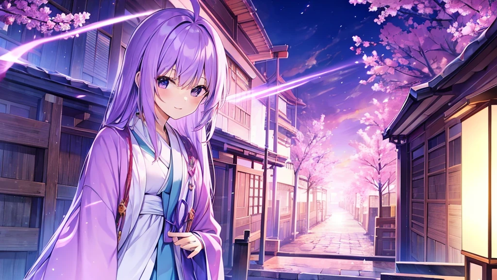 woman　clear　Light purple hair　　kimono　　Anime Style　　treasure house
