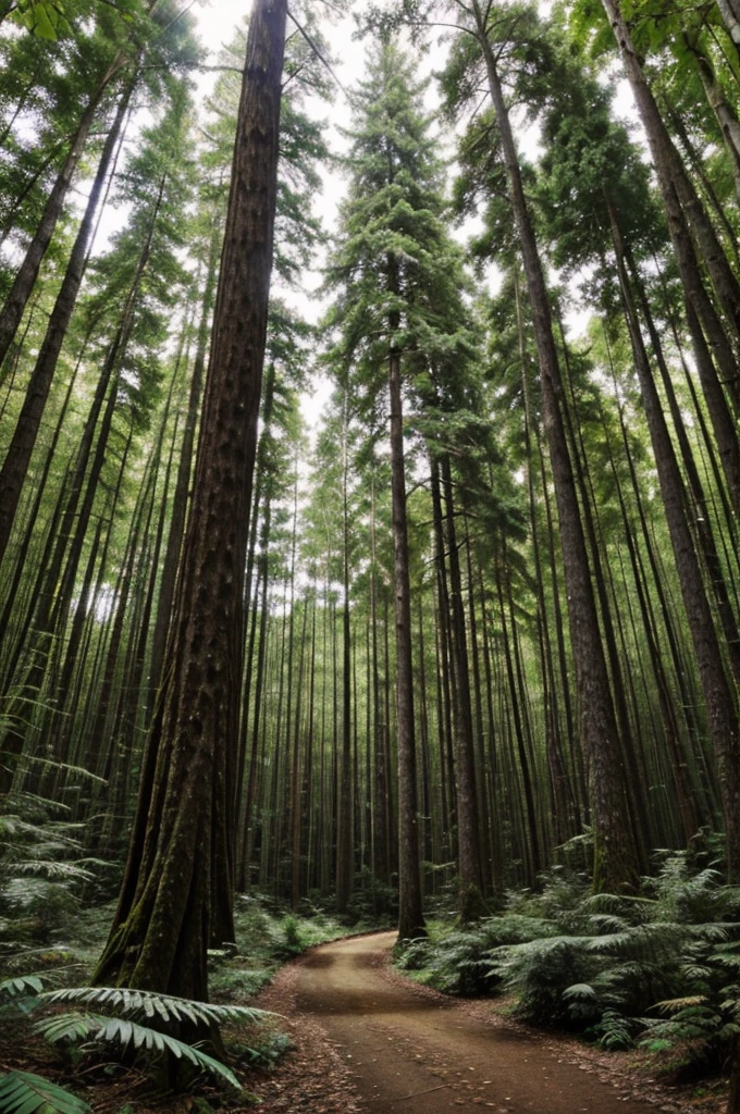beautiful, dense forest with tall trees and thick foliage.