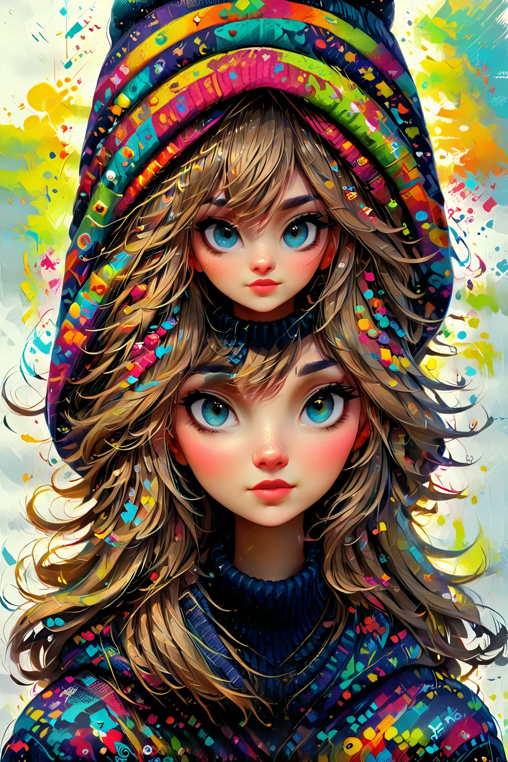 a woman with a hat on her head and a sweater, realistic art style, realistic painting cute girl, realistic art style, realistic digital painting, realistic digital illustration, Neoartcore y Charlie Bowater, Great digital art with details, germ of art. high detail, awesome digital illustration, germ of art style, Realistic painting style, style of germ of art