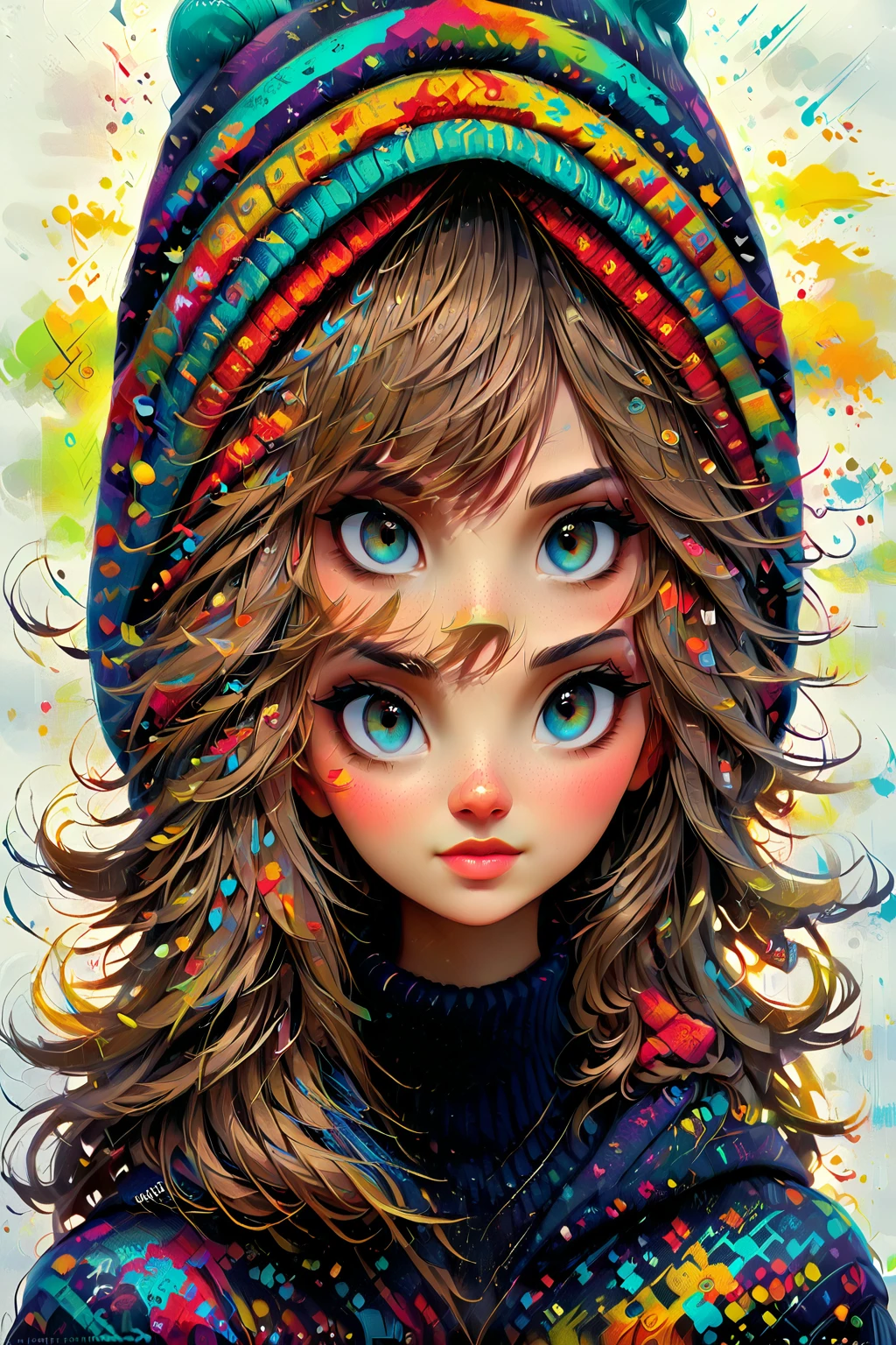 a woman with a hat on her head and a sweater, realistic art style, realistic painting cute girl, realistic art style, realistic digital painting, realistic digital illustration, Neoartcore y Charlie Bowater, Great digital art with details, germ of art. high detail, awesome digital illustration, germ of art style, Realistic painting style, style of germ of art