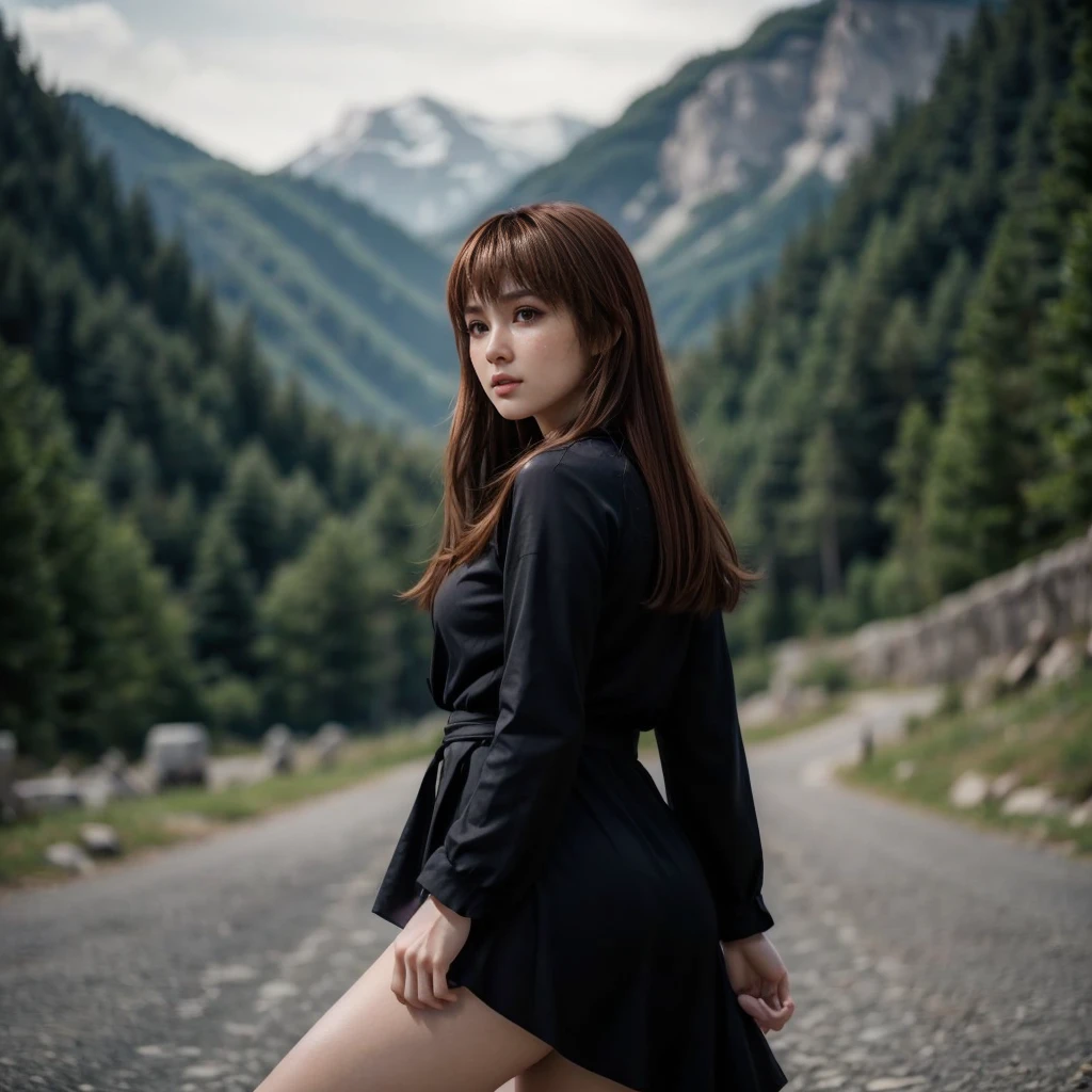 Kasumi, brown eyes, (best quality, ultra-detailed), (realistic:1.37), beautiful and detailed face, ultra-realistic texture, delicate face, delicate body, red lipstick, bright colors. High definition, 8K,